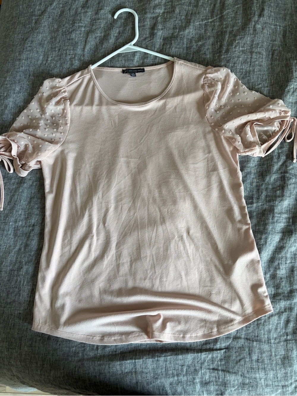 Adrianna Papell Blush Pink Puff Sleeve Short-Sleeve Top